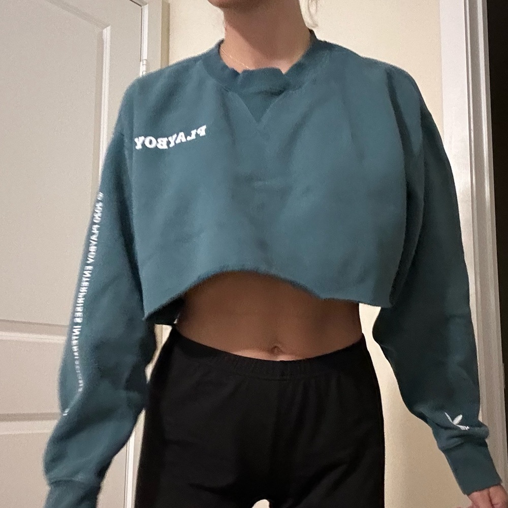 Teal Cropped Sweatshirt